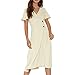 Produktbild Kleider Damen DOLDOA Mode Frauen Kurzarm V-Ausschnitt Button Down Casual Sommer Flowy Kleid (L, Beige)