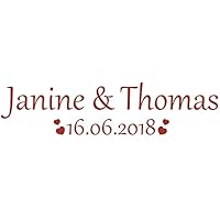 Autoaufkleber Hochzeit - Herzen mit Namen & Datum