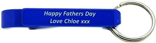 Personalized, Engraved Bottle Opener Keyring Anodised Claw Gift - 5 Colours, Black Silk Gift Bag (Blue)
