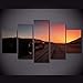 Produktbild WZYWLH 5 Stücke Leinwand Kunst Autos Auf Sunset Roads Leinwand Malerei HD Drucke Und Wand Poster Landschaftsmalerei Modul Rahmen Tableau