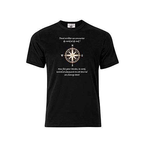Mygoodprice T-Shirt col Rond Citation Kaamelott Perceval Nord et Sud 2 Noir M