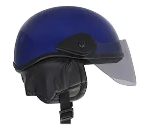 Western Era Stylish Half Face Helmet for Kids || Baby Safety and Comfort || (3-12 Years) (Design 1, Blue Glossy)