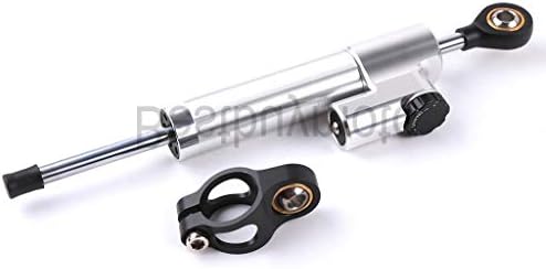 Long Type 330Adjustable Steering Damper Stabilizer For MT09 MT 09 Tracer MT-09 MT07 MT-07 MT 07 Z900 Z800 Z1000 R6mm Aluminum Steering Damper Adjustable Stabilizer For Motorcycle (Silver+Black)