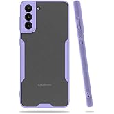 Elfia Samsung Galaxy S21 ile Uyumlu Silikon Kılıf Şeffaf Kamera Lens Korumalı Yumuşak İnce Kapak Parfen Mor