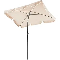 tectake 800683 Parasol rectangulaire, de Balcon de Plage, inclinable et réglable, Protection UV 50+, 200 x 125 x 235 cm - Plusieurs Coloris - (Beige | no. 403136-2)