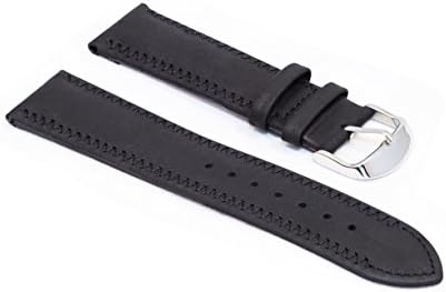 WatchAssassin Rubberized Suede Black Watch Strap with ZigZag Stitch 24mm