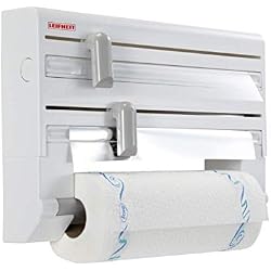 Leifheit Dérouleur mural Parat ComfortLine, dérouleur mural cuisine pour 3 rouleaux, support de rangement avec lames tranchantes, dévidoir en ABS