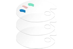 XNIVUIS 3 Piezas Paleta de Pintura Paleta Acrílica Transparente Paleta Acuarela Paleta de Pintura Oleo Paleta de Plástico, Paleta de Ovalada para Arte de Bricolaje, Pintura Artesanal, 25 x 15 cm