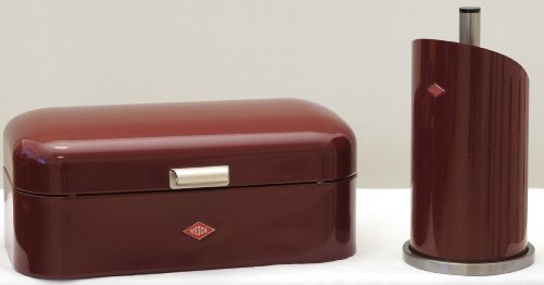 Preisvergleich Produktbild Wesco Grandy Brotkasten + Küchenrollenhalter im Set, Farbe: rubinrot