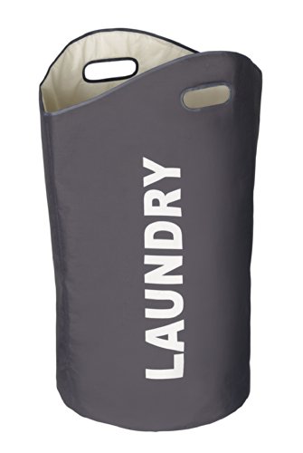 WENKO 3450121100 Wäschesammler Lumo Grau – Wäschekorb, Fassungsvermögen 65 L, Polyester, 35 x 68 x 35 cm, Dunkelgrau - 3