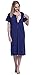 Happy Mama. Women's Maternity Nursing Breastfeeding Nightdress Shirt Gown. 389p (Navy, UK 10, M)
