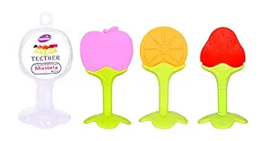 Mastela? Combo Silicone Fruit Shape Teether for Baby/Toddlers/Infants/Children (Orange Strawberry & Apple, Pack of 3)