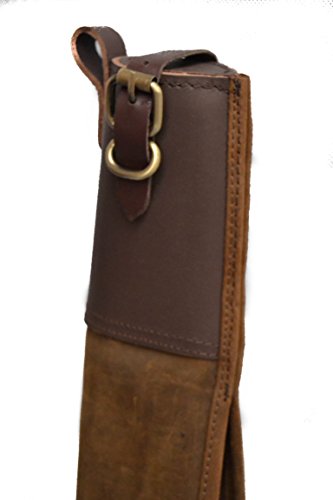 Thick-Padded-Brown-Leather-Shotgun-Slip-Case-Lamb-Wool-Lined