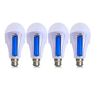 Dreamlux 12W B-22 LED Cool Day Light Inverter Rechargeable Base Ceramic Emergency Bulb With Removable Battery (PACK OF 4)