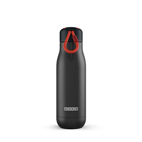 Zoku 530 ml Borraccia, Acciaio Inossidabile, Nero, 7.2 x 7.2 x 24.4 cm