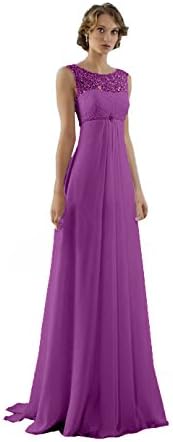 JinXuanYa Women's Long Lace Chiffon Bridesmaid Dresses Prom Party Evening Dress(Custom Size, Purple)