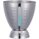 Paslanmaz &Ccedil;elik Kokteyl Jigger &Ouml;l&ccedil;&uuml; Kabı, 30-180 ml | &Ccedil;ift Taraflı &Ouml;l&ccedil;&uuml;m, ml ve oz Skala, Parlak Y&uuml;zey, Barmен Aksesuarı, Sağ
