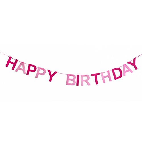 Oblique-Unique® Happy Birthday Girlande in Pink & Rosa aus echtem Filz – Geburtstag Party Dekoration - 2