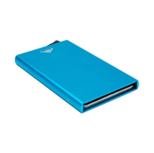 Stealth Wallet | El Bloqueo de la Tarjeta RFID crédito de la Carpeta Titular del eyector | Carpeta de Aluminio Minimalista con la protección del RFID (Azul)