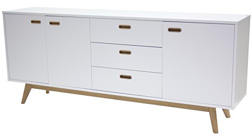 Tenzo 2176-001 Bess Designer Sideboard, lackiert, Matt, Untergestell massiv, 82 x 200 x 43 cm, weiß / eiche - 3
