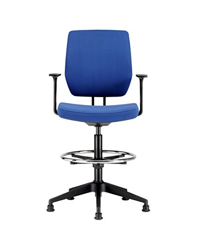Chairs For Offices HI131104BL High Seat Draughtsman Workbench Counter Chair with Arms Blue Free 3 day Delivery