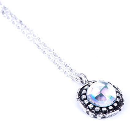 SILVER TONE FASHION CRYSTAL BIRTHSTONE PENDANT NECKLACES, COLOR: APR RAINBOW CRYSTAL