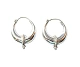 Metal - plata de ley 925 925 PENDIENTES DE PLATA ARO HECHO A MANO PARA LAS MUJERES Y LOS HOMBRES DE MODA ARETES MODERNOS DE DISEÑO TRIBAL ÉTNICO / LONGITUD: 3 CM; ANCHO: 2,5 CM
