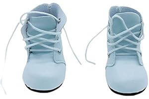 Folk Artesanía Par Botas Zapatos Piel Cordones para muñeca clásica de 42 cm., Sintra, Simona Medidas 5.5x3.5 cm (Blanco)