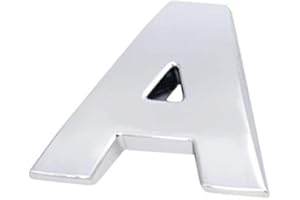 BINGOHOBBY Alfabeto in metallo 3D Auto Moto Logo fai da te Decalcomanie e adesivi Distintivi e decorazioni per auto A 2.5CM Argento