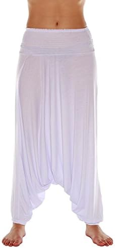 Ladies, Aladin, trousers, Yoga pant, 19 colours, harem pants, bloomers, harem trousers, size S-XXL. -  white - One Size 