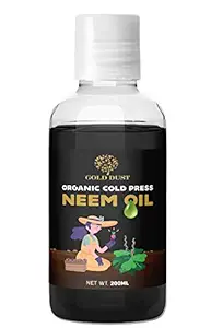 GOLD DUST Neem Oil for Plants Insects Spray- Organic Pesticide, Cold Pressed Neem Oil for Garden Plants 200 Ml