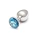 Produktbild ROSEBUDS Intimschmuck Anale Plug, 30 mm Durchmesser, 27 mm Swarovski-Kristall, Aquamarin, Medium