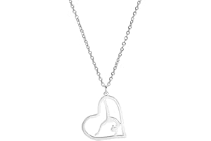 EUEAVAN Collar con colgante de gimnasia para niñas, gimnasio, deporte, amor, corazón, colgante para gimnasia, joyería de moda inspiradora