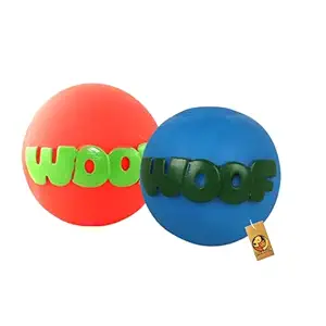 Foodie Puppies Colorful Squeaky Rubber Non Toxic Sound & Chew Bone Toy With Paw Prints For Dogs (Color May Vary)