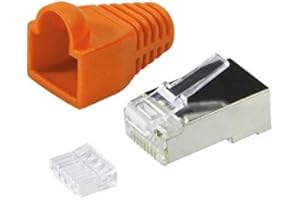 BIGtec 2 x RJ45 Stecker CAT.6 orange Gigabit Crimpstecker RJ-45 Modular Plug Ethernet LAN Kabel Steckverbinder Netzwerkstecker geschirmt CAT6