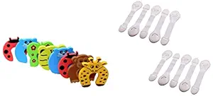 Babysafehouse 8 Pieces Finger Pinch Door Guard Foam for Kids Safety (Red) & BabySafeHouse 10 Piece Safety Lock for Cabinet, Drawer, Fridge for Baby Child Infant Safety Latch with Strong Tape