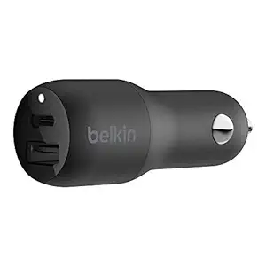 Belkin USB C Car Charger, 32W 2 Port with 20W USB-C Power Delivery PD and 12W USB-A Charger for iPhone 12, 12 Pro, 12 Pro Max, 11, XS, iPad, AirPods, Galaxy S21, S20, Note 20, Tab and More