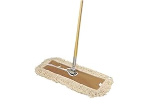 Clim Profesional - Mopa Plana de Limpieza de Suelos 65 CM. Sistema Luxury Pro 100% Algodón Natural con Bastidor y Mango. Elimina Polvo y Suciedad de Todo Tipo de Superficies. Tamaño 65CM