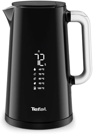 Tefal - KO8508 Smart N Light, Bollitore, 1,7 l, con display digitale, 5 impostazioni di temperatura, mantenimento calore, indicatore di temperatura reale, base girevole a 360°