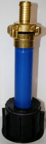 AME90R101 outlet connection with plastic pipe DN32, 100mm ET 1” + GEKA-brass-fixed coupling and hose spout, IBC containers, accessories, garden, vats, rainwater tanks, adapters, fitting, cans, cistern, ton
