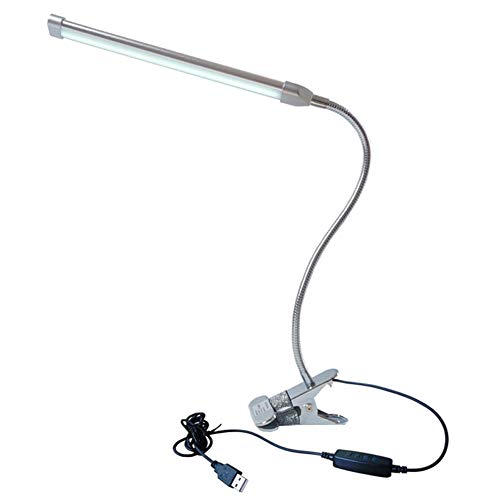 Preisvergleich Produktbild WXQP LED-Schreibtischlampe Dimmbares Clip-Licht, 3 Farbtemperatureinstellungen Stufenlos einstellbare Helligkeit USB-Clip-Lampen für Schreibtisch, Bettkopfteil, Computer und Klavier,Silver