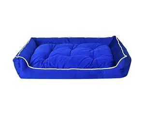 Slatters be Royal Store Rectangular Shape Reversable Blue Ultra Soft Ethnic Velvet Dog Bed for Pet/Cat