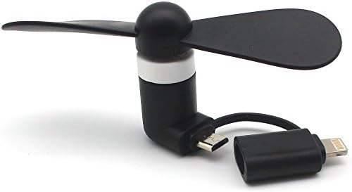Eyesworld Mini Portable Air Phone Fan 2in1 Micro USB Mini Phone Fan for iPhone/Ipad and Android Phones ,Outdoor Cooling Fan Tool(Black)