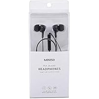 MINISO Pea Earphone with Mic, in-Ear Headphones Comfortable Earbuds Cute Earphones for Mobile Smartphones Apple Xiaomi Realme Oppo Samsung for Mobile Smartphones - Black