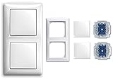 Busch Jäger Komplettset Busch Jäger Komplettset - 2 x Lichtschalter / Wippschalter komplett inkl. 2 fach Rahmen 1722-914 im eleganten Busch balance® SI Design in alpinweiß