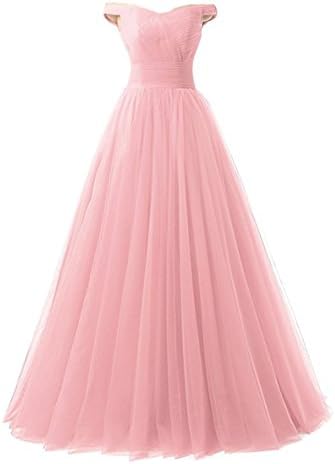 Lisianthus002 Women's Long Formal Tulle A-Line Prom Dresses Ball Gown 12 Pink