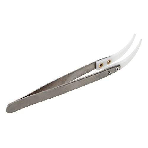 TOOGOO(R) Keramische Pinzette mit Edelstahl Handgriff Hitzebestaendige Geschwungene Korrosionsbestaendig Saeurebestaendig Spitzpinzette - 5