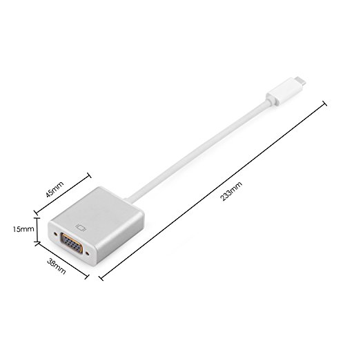 KiWiBiRD USB 3.1 Typ-C thunderbolt 3 zu VGA Adapter (18.5cm Kabel, USB TYP C zu VGA) für Apple MacBook 12”, MacBook Pro, Google 2nd Chromebook Pixel, Samsung Galaxy TabPro S 12”, Zen AiO PC, Dell XPS 12/13/15 und mehr Typ C fähige Geräte - 5