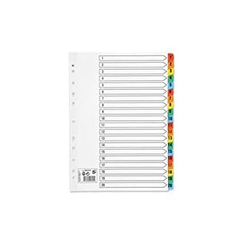 10 Pack] A4 Binder Dividers With 1-20 Numbered Tabs | 3 Ring Binder Organizational Pages With Tabs Each Set Includes Tab Dividers