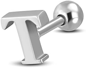 Stainless Steel Alphabet Initial/Letter T Tragus/ Cartilage Barbell Stud Earring